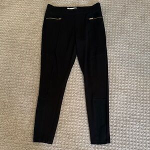 Old Navy Women’s M, Stevie-  high waisted Black Ponte Pant w/ gold zippers